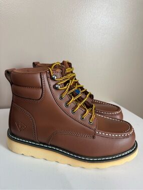 NWT Herman Survivors Foreman Steel Toe Lace Work Boots Brown Leather Men’s 7.5